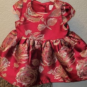 Baby girl red and gold dress.